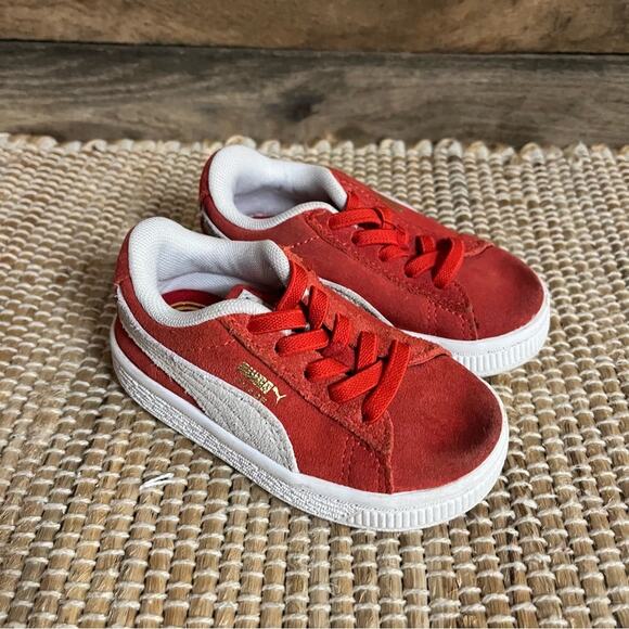 Puma Red Suede Sneakers‎ Size 5C - Picture 1 of 11